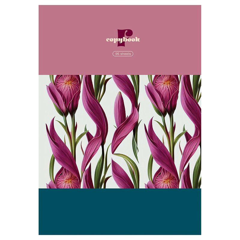 Тетрадь 96л., А4, клетка, на гребне BG "Flower story", глянцевая ламинация