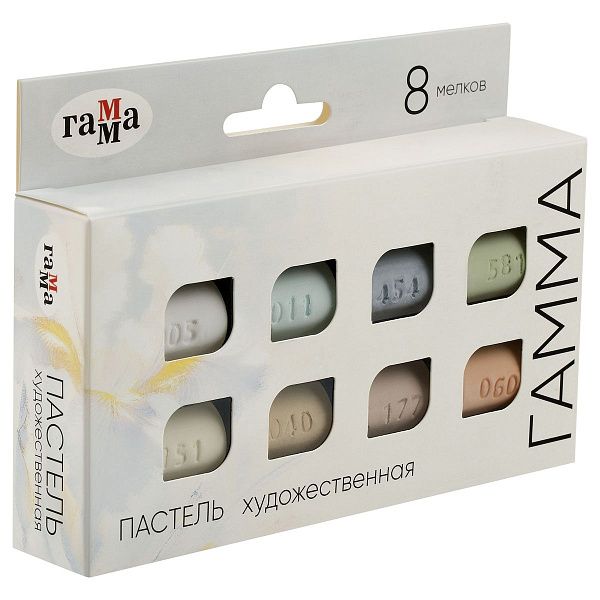 Пастель художественная Гамма , 8цв., половинки, "светлые тона" картон.упак.