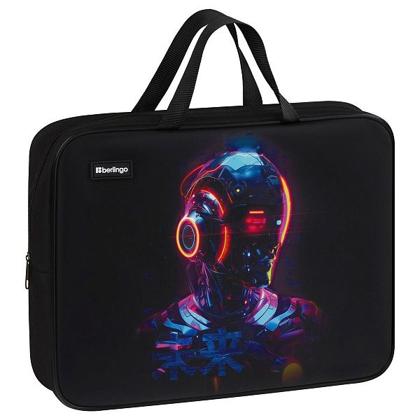 Папка текстильная с ручками 1 отделение, А4 Berlingo "Cyberpunk", 350*265*80мм, текстиль, на молнии