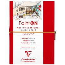 Скетчбук для смешанных техник 32л., А5 Clairefontaine "Paint ON", на сшивке, мелкозерн., резинка, кожзам, 250г/м2