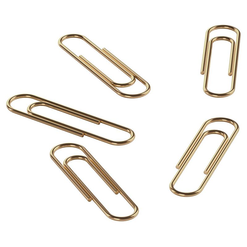 Скрепки 32мм, Berlingo, 100шт.,  ПВХ упак., европодвес, золото