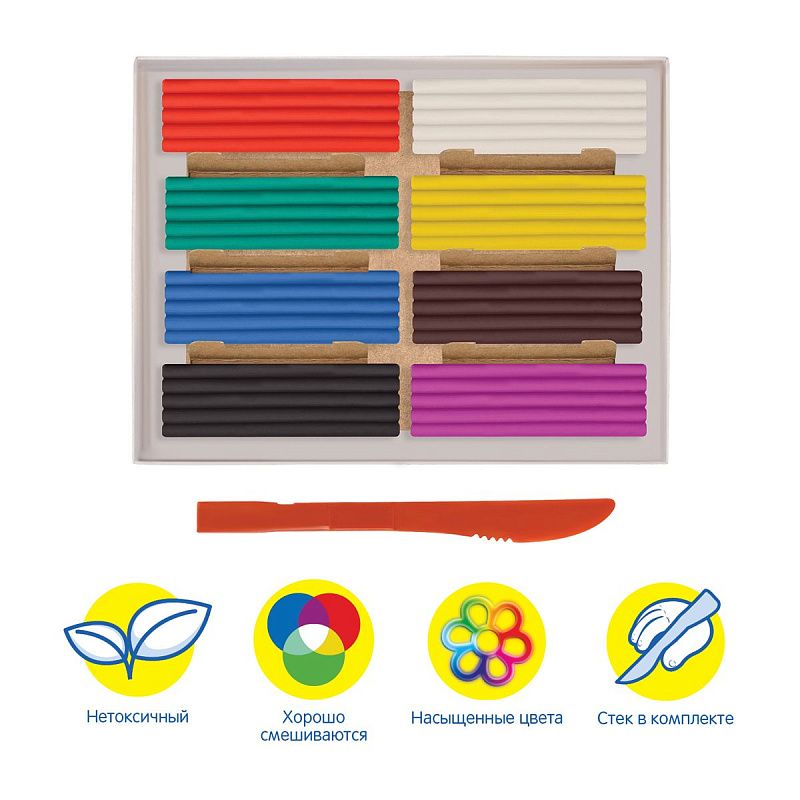 Пластилин Мульти-Пульти "Енот в сказке", 08 цветов, 96г, со стеком, картон