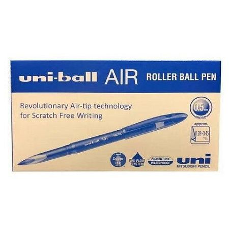 Ручка-роллер Uni-Ball "AIR Micro", СИНЯЯ, корпус черный, узел 0,5 мм, линия 0,24 мм, UBA-188-M BLUE 