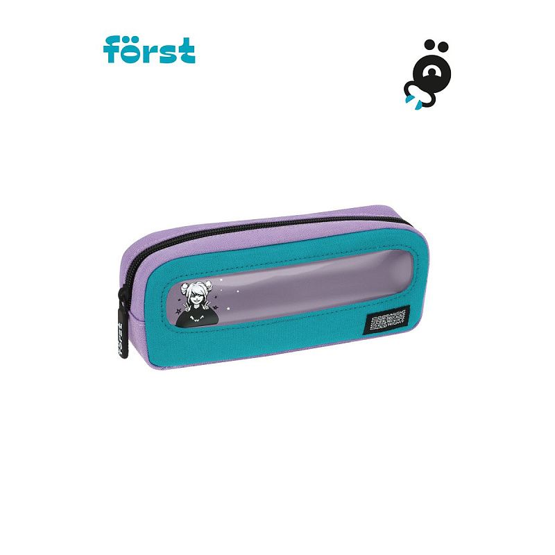 Пенал мягкий с прозрачным окошком, 1 отделение, 205*80*50 Först "Cool girl", текстиль с ПВХ 
