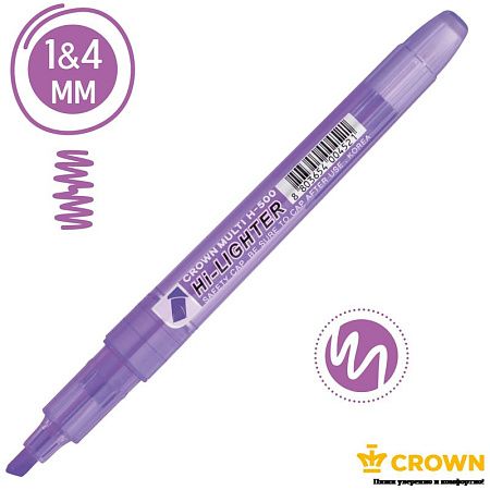 Текстовыделитель Crown "Multi Hi-Lighter" фиолетовый, 1-4мм 