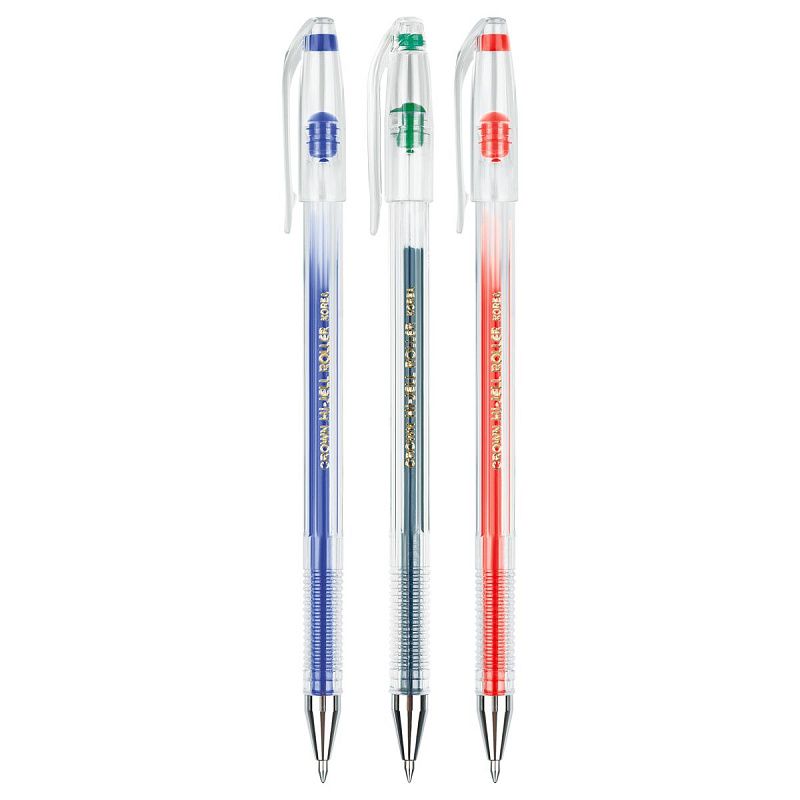 Набор гелевых ручек Crown "Hi-Jell" 3шт., 03цв., 0,5мм, ПВХ уп., европодвес 