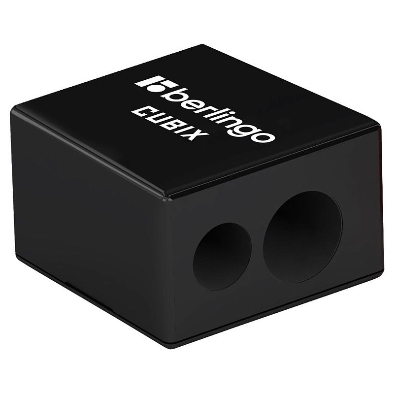 Точилка пластиковая Berlingo "Cubix" 2 отверстия, контейнер, ассорти 