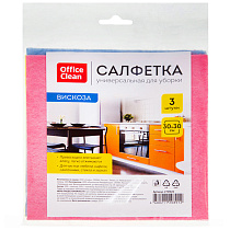 Салфетки для уборки OfficeClean, набор 3шт., вискоза, 30*30см, европодвес