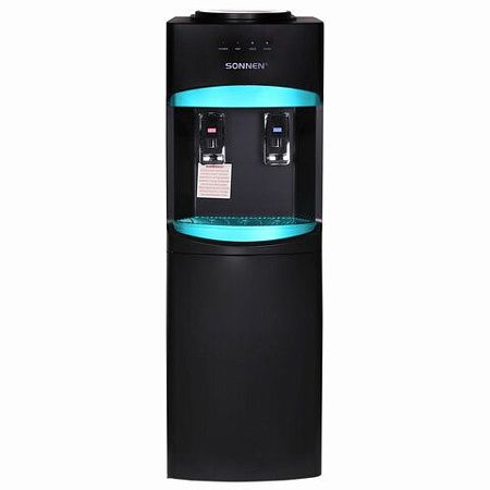 Кулер для воды SONNEN FSC-02W TURBO напольный, ТУРБОНАГРЕВ/ОХЛАЖДЕНИЕ КОМПРЕССОРНОЕ, шкаф, 2 крана, черный, 456171