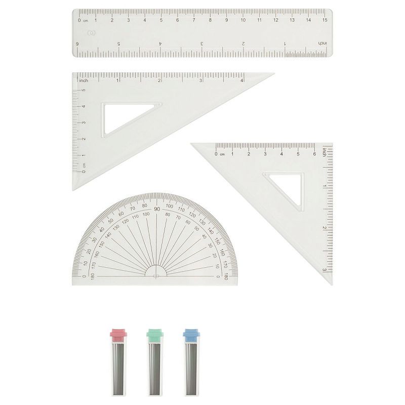 Набор чертежных инструментов ArtSpace, 7 предметов, циркуль 120мм,  пластиковый пенал, европодвес 