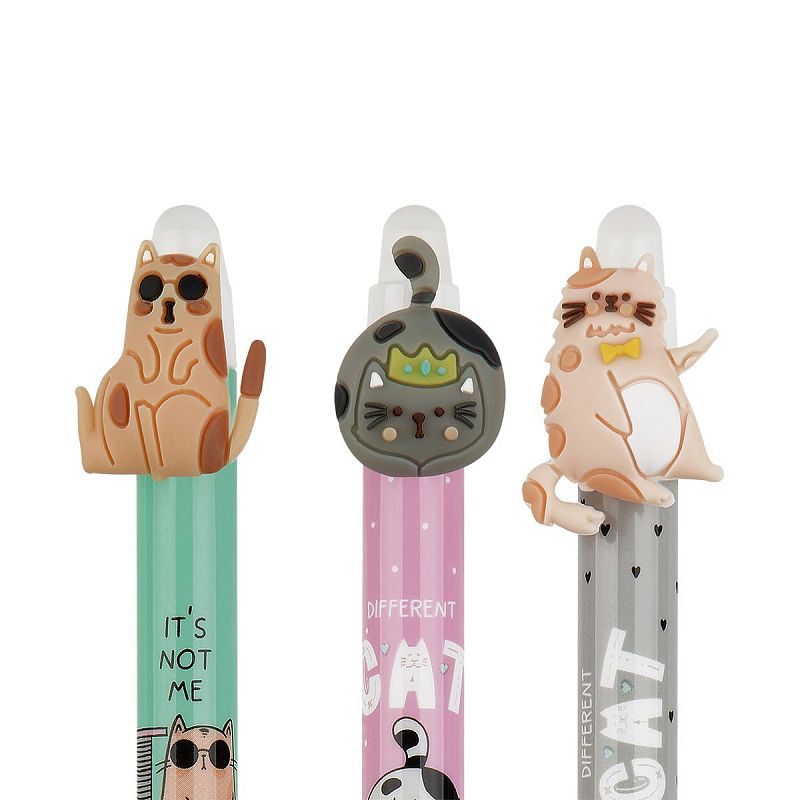 Ручка шариковая автоматическая  MESHU "Сat Day" синяя, 0,7мм, грип, корпус ассорти 