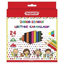 Карандаши цветные ПИФАГОР "ЭНИКИ-БЕНИКИ", 24 цвета, классические, заточенные, 181348