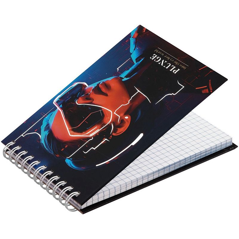 Блокнот А6 80л. на гребне BG "Cyber world", твердая обложка, матовая ламинация, тиснение фольгой