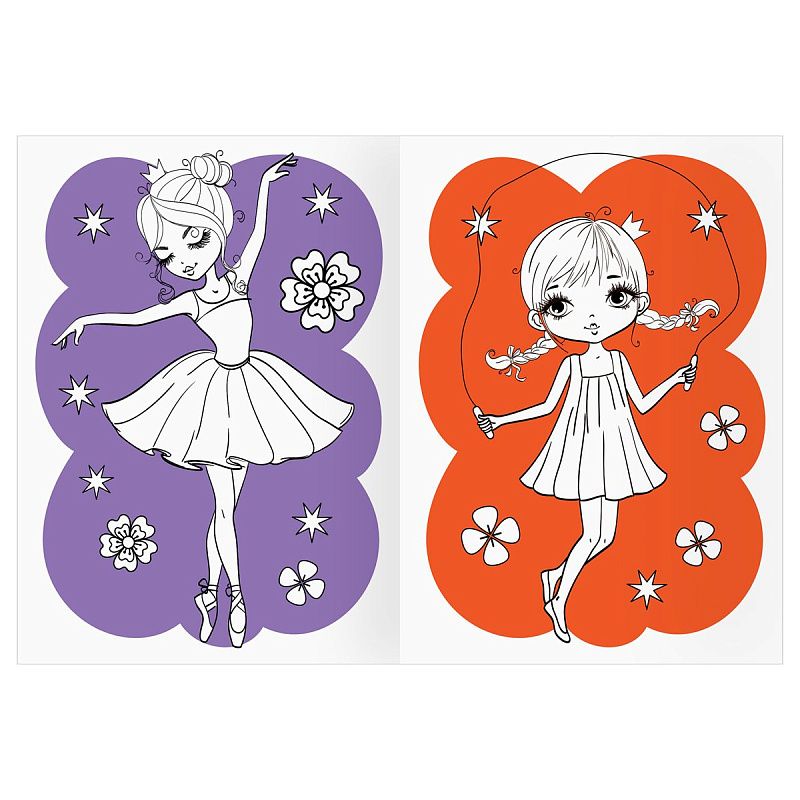 Раскраска А4 ТРИ СОВЫ "Подружки", 16стр., цветной фон