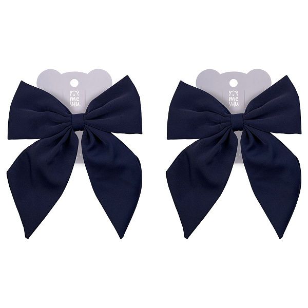 Заколка для волос MESHU, бант, темно-синий, 14*14см, европодвес
