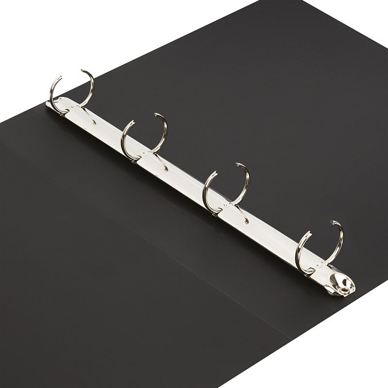 Папка на 4 кольцах СТАММ А4, 40мм, 500мкм, пластик, черная 