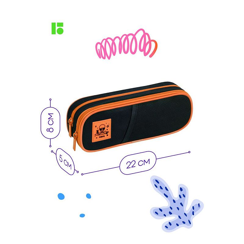 Пенал мягкий 2 отделения, 220*80*50 Berlingo "Peace", полиэстер, внутренний органайзер 