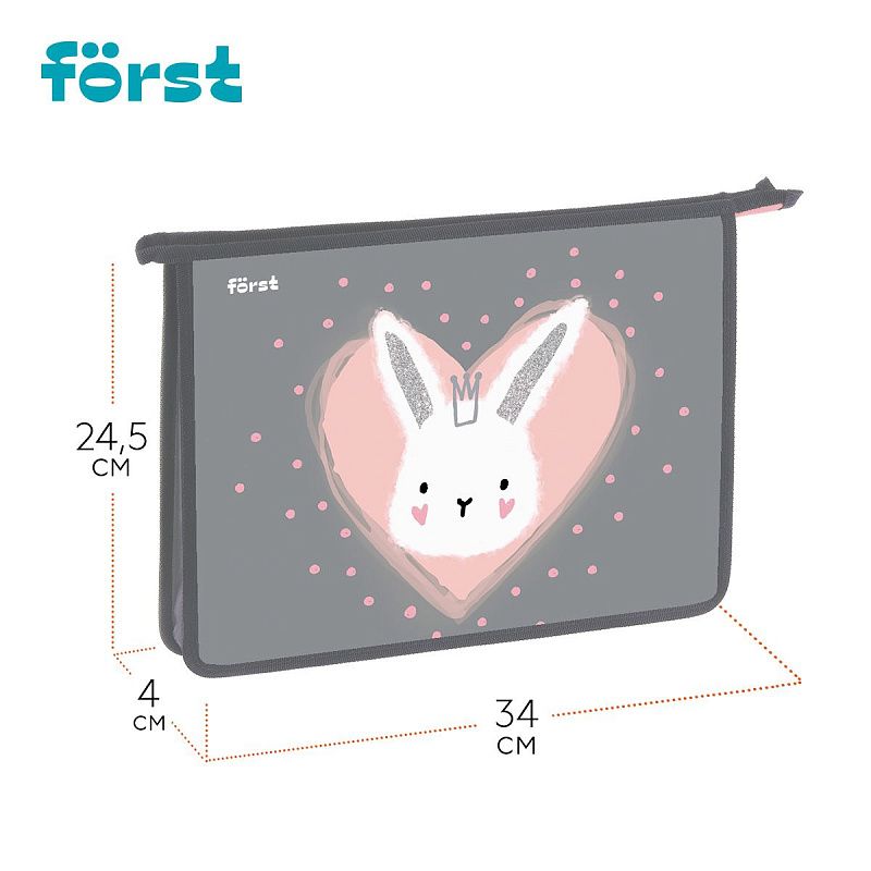 Папка для тетрадей 1 отделение, А4 Först "Little Friend" , 340*245*40 мм, пластик, на молнии 