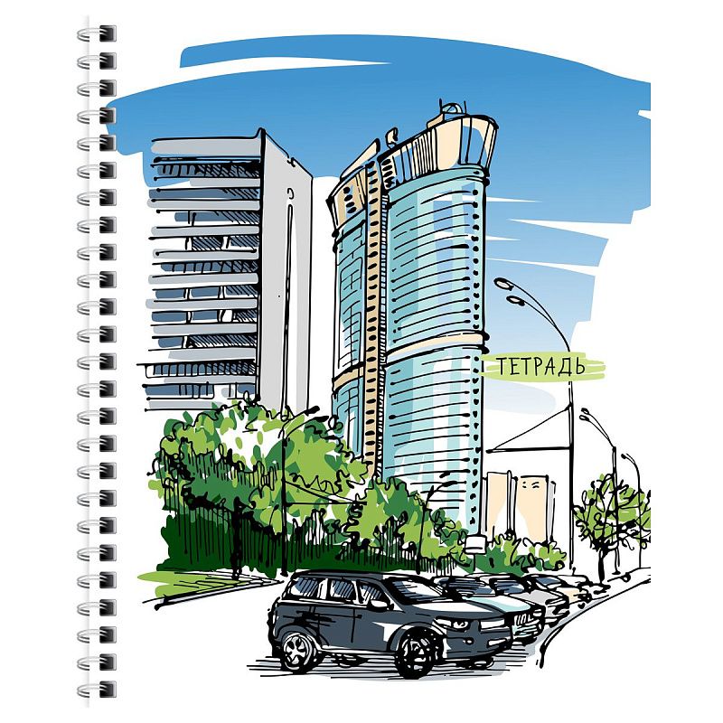 Тетрадь 96л., А5, клетка на гребне BG "Офис", глянцевая ламинация, твердая обложка