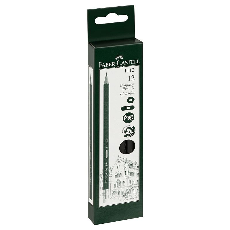 Карандаш ч/г Faber-Castell "1112" HB, с ластиком, заточен. 