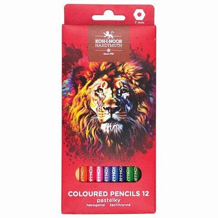 Карандаши цветные KOH-I-NOOR "RED LION" 12 цветов, шестигранные, 2,8 мм, натуральное дерево, 3552/12, 3552012063KS