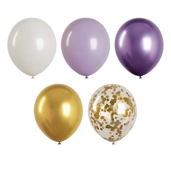 Воздушные шары, 40шт., М12/30см, MESHU, "Purple", 5 цветов ассорти