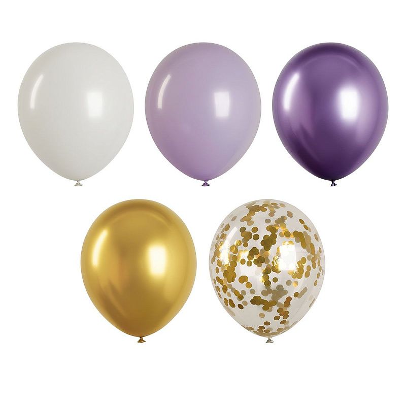 Воздушные шары, 40шт., М12/30см, MESHU, "Purple", 5 цветов ассорти