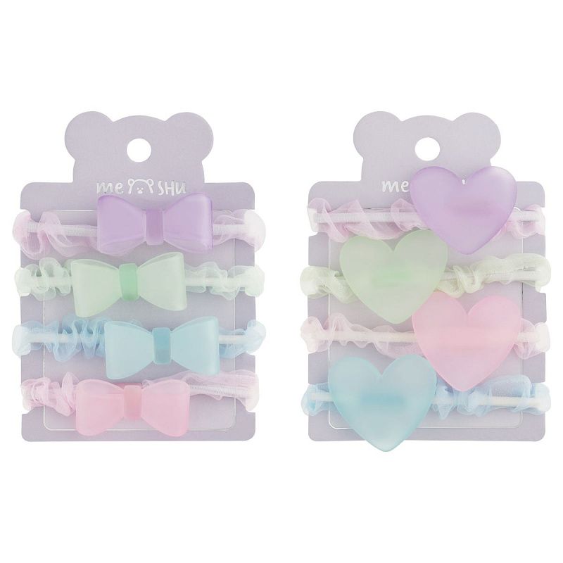 Резинки для волос MESHU, с полупрозрачными топперами, 4шт., диаметр 5см, европодвес