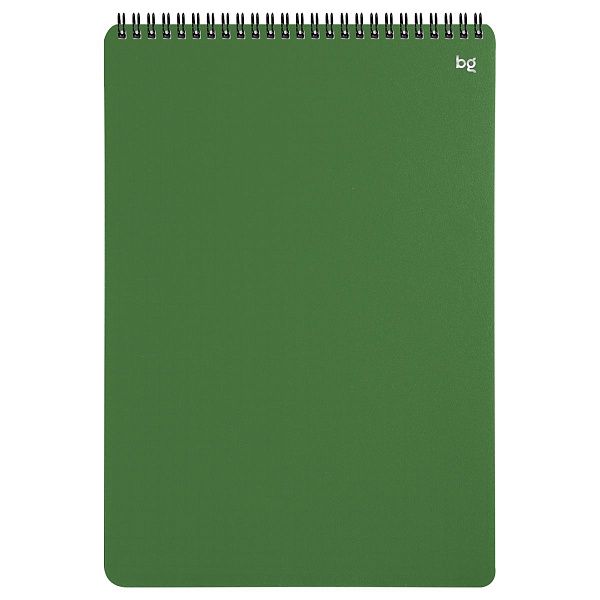 Блокнот А4 80л. на гребне BG "Base", пластиковая обложка, зеленый