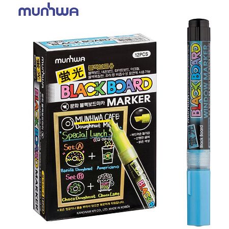 Маркер меловой MunHwa "Black Board Marker" голубой, 3мм, водная основа 