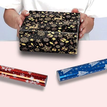 Бумага упаковочная С ЭФФЕКТАМИ новогодняя НАБОР 3 шт. "Хmas Pattern", 70х100 см, ЗОЛОТАЯ СКАЗКА, 591935