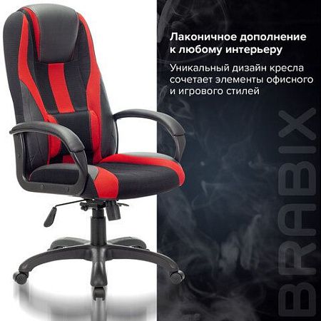 Кресло компьютерное BRABIX PREMIUM "Rapid GM-102", экокожа/ткань, черное/красное, 532107