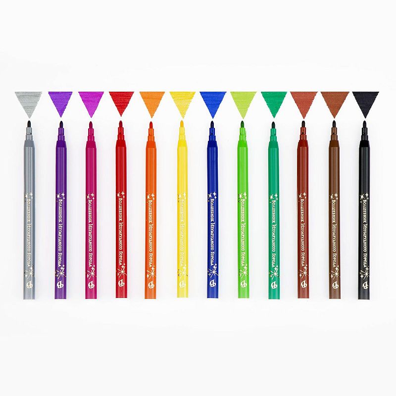 Фломастеры Мульти-Пульти "Волшебник Изумрудного Города", 12цв., смываемые, картон, европодвес