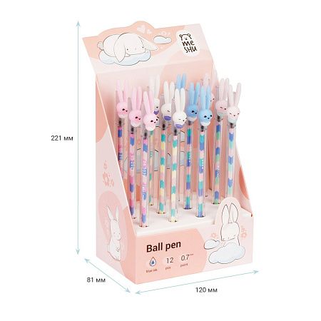 Ручка шариковая MESHU "Ice Cream Rabbit ", синяя, 0,7мм, корпус ассорти, с топпером 
