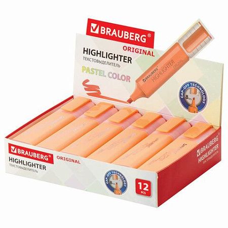 Текстовыделитель BRAUBERG "ORIGINAL PASTEL", ПЕРСИКОВЫЙ, линия 1-5 мм, 151696 