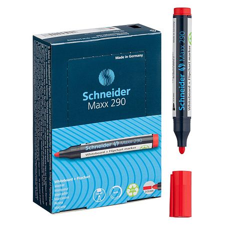 Маркер для белых досок и флипчартов Schneider "Maxx 290" красный, пулевидный, 3мм 