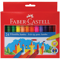 Фломастеры Faber-Castell "Замок" "Jumbo", 24цв., утолщенные, смываемые, картон, европодвес