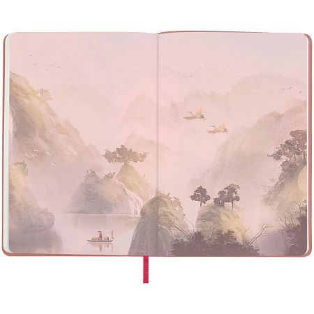 Записная книжка А5 80л. ЛАЙТ, кожзам, Greenwich Line "Sakura. Lonely mountain", с резинкой, тиснение фольгой, блок в линию
