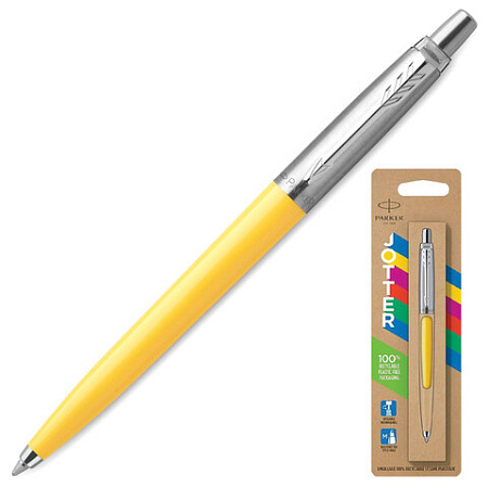 Ручка шариковая PARKER "Jotter Orig Yellow", корпус желтый, нержавеющая сталь, блистер, синяя, 2076056