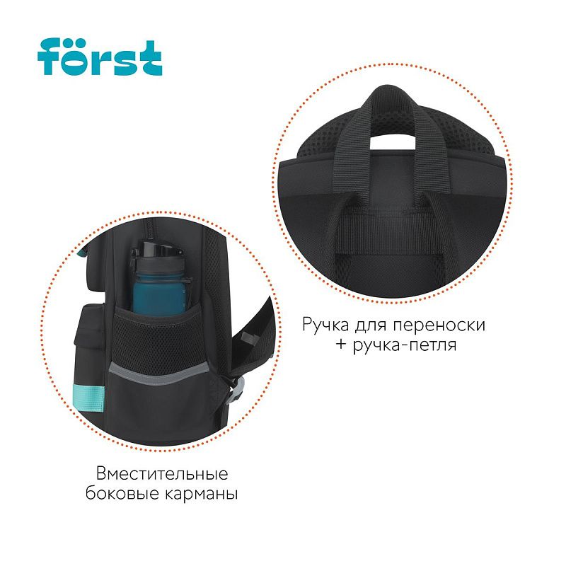 Рюкзак Först F-Color "Mint" 39,5*28,5*14см, 1 отделение, 4 кармана, уплотненная спинка 