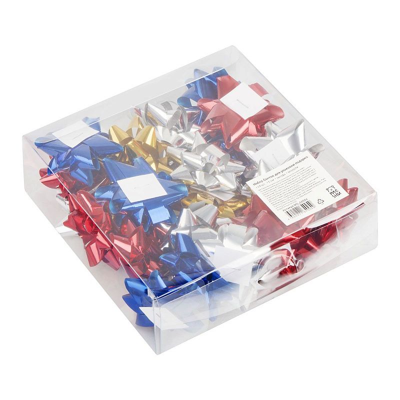 Набор бантов декоративных, MESHU, 24шт, 5см, звезда, ассорти