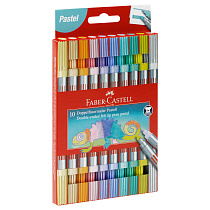 Фломастеры двусторонние Faber-Castell, 10 паст.цв., смываемые, пластик.уп., европодвес