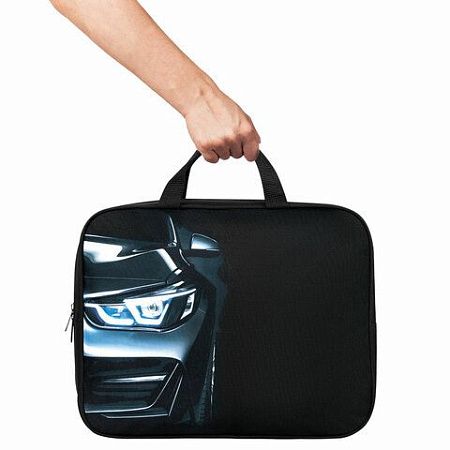 Папка на молнии с ручками BRAUBERG KIDS А4, 1 отделение, полиэстер, 80 мм, Dark car, 273315 