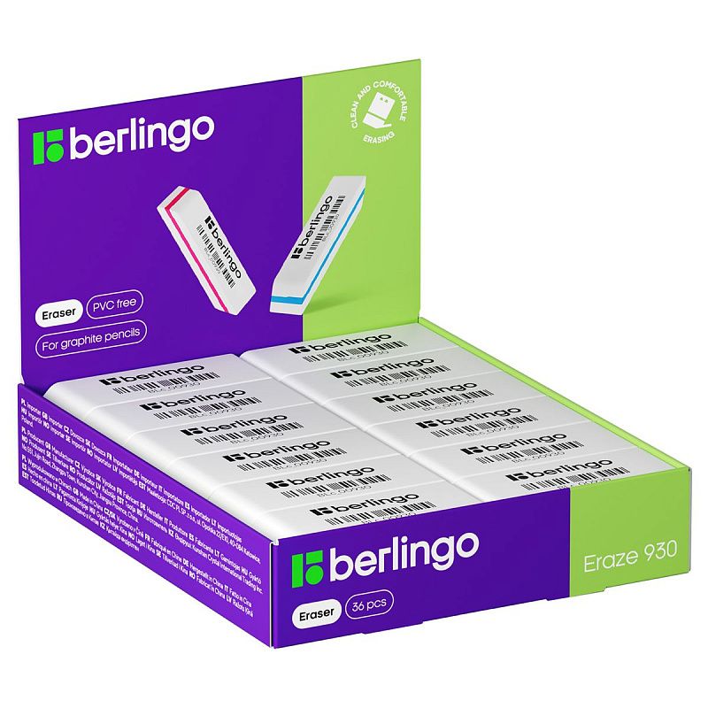 Ластик Berlingo "Eraze 930", прямоугольный, скошенный, 50*19*8мм 