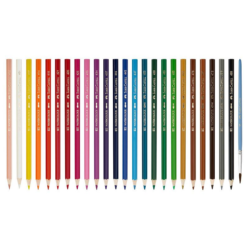 Карандаши акварельные Faber-Castell, 24цв+кисть, картон, европодвес