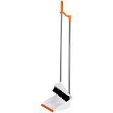 Совок для мусора OfficeClean Professional со щеткой-сметкой, метал. ручка 71,5см, пластик, рез. кромка, бело-оранжевый