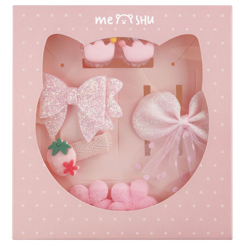 Набор аксессуаров для волос MESHU, розовый, 9 предметов, картонный бокс