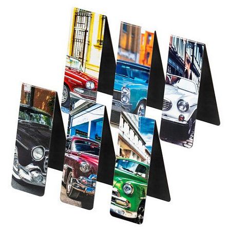 Закладки для книг МАГНИТНЫЕ, "RETRO CARS", набор 6 шт., 60x20 мм, BRAUBERG, 113158 