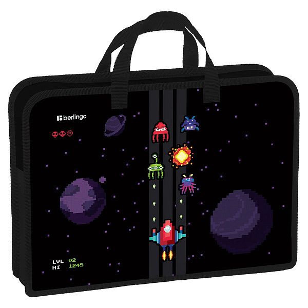 Папка с ручками 1 отделение, А4 Berlingo "Space Battle", 340*245*75мм, пластик, на молнии