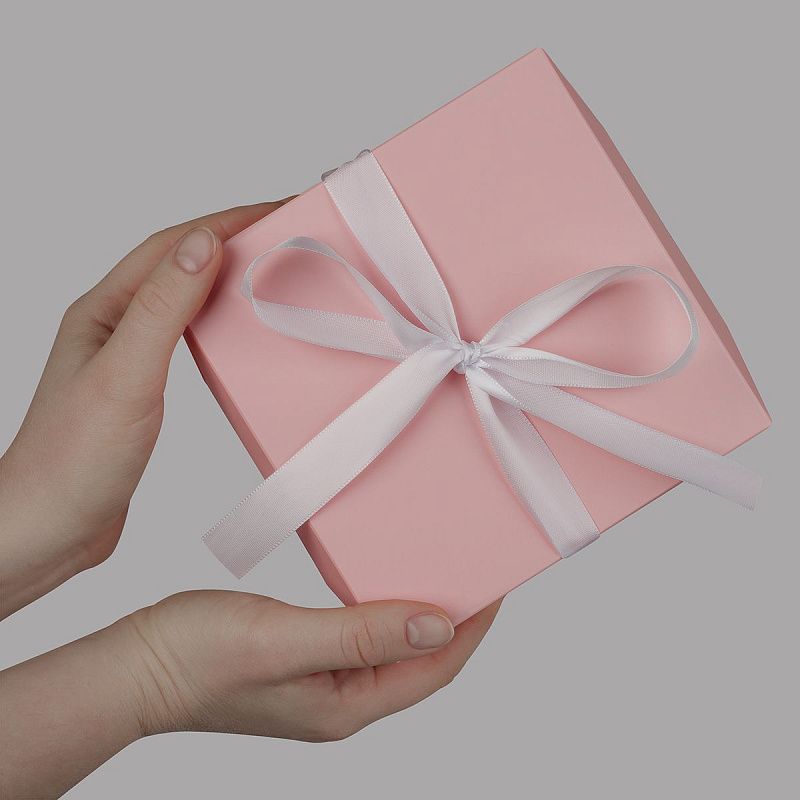 Коробка складная подарочная MESHU "Pink marble", (15*15*15см), с лентой, отд фольгой